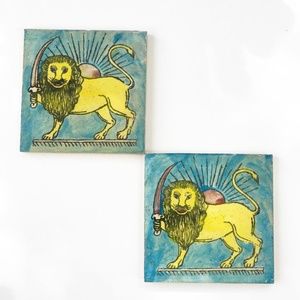 Lion and Sun Vintage ceramic Tile shah
